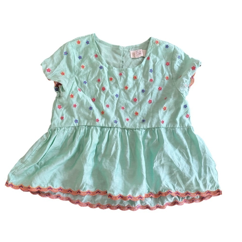 Peek Ditsy Schiffli Top embroidery Teal Floral Sort Girls Size 6-7